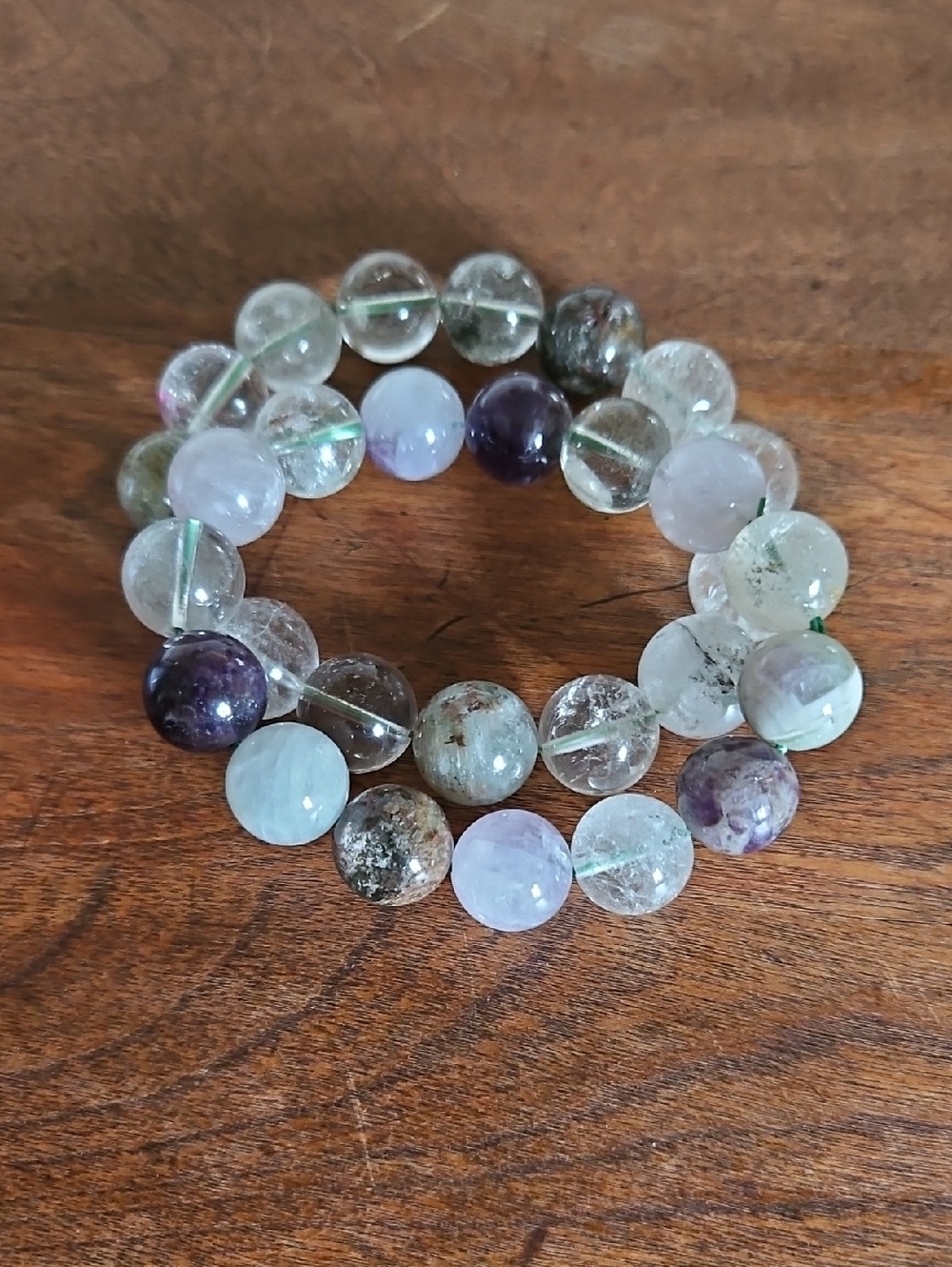 Set Of Multi‑Stone Beaded Stretch Bracelets